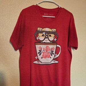 Box Lunch Women's Large Dog in a Cup Red Shirt